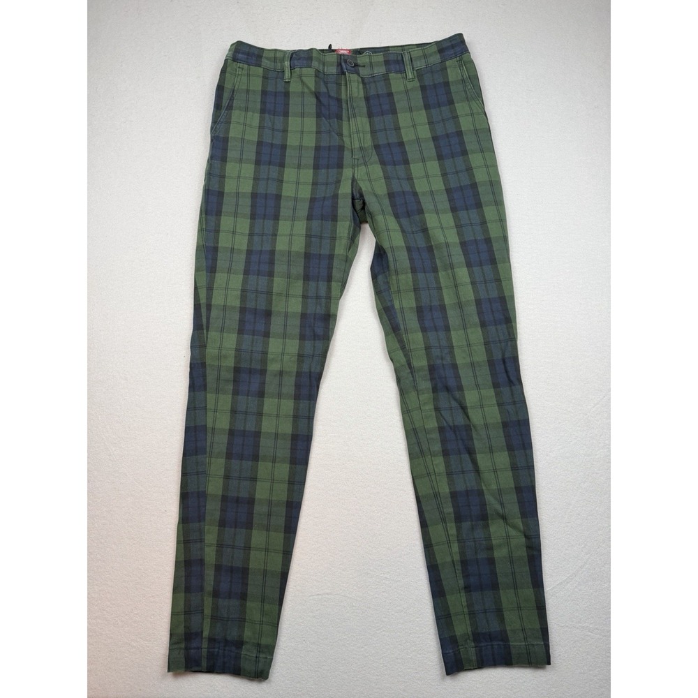 Levis XX Pants Mens Chino Taper Green Blue Tartan Plaid Warm 34x28